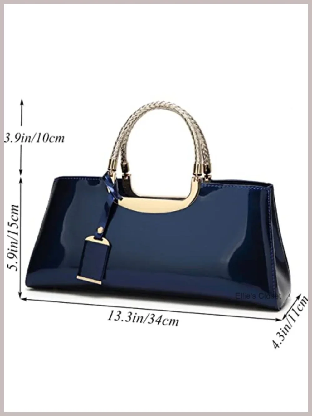 Women Patent Leather Structured Top-Handle Bag Shoulder Tote Evening Purse